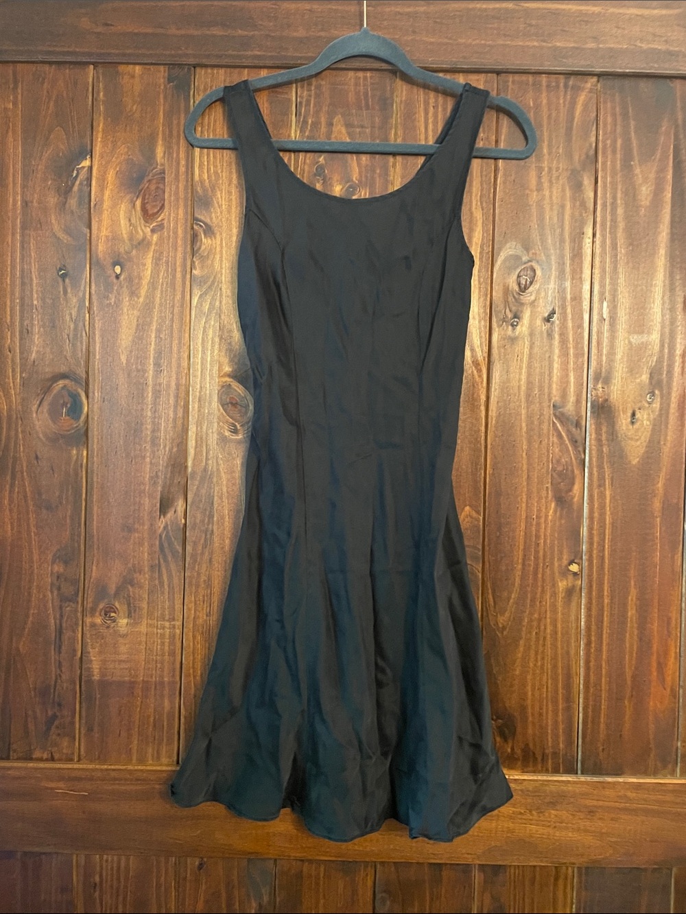 Victoria's Secret 100% Silk Black Scoop-Neck Mini Slip Dress SzS